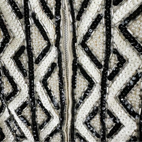 Dynasty Black Velvet Mini Dress Vintage 60s Beaded Sequin - Picture 9 of 14